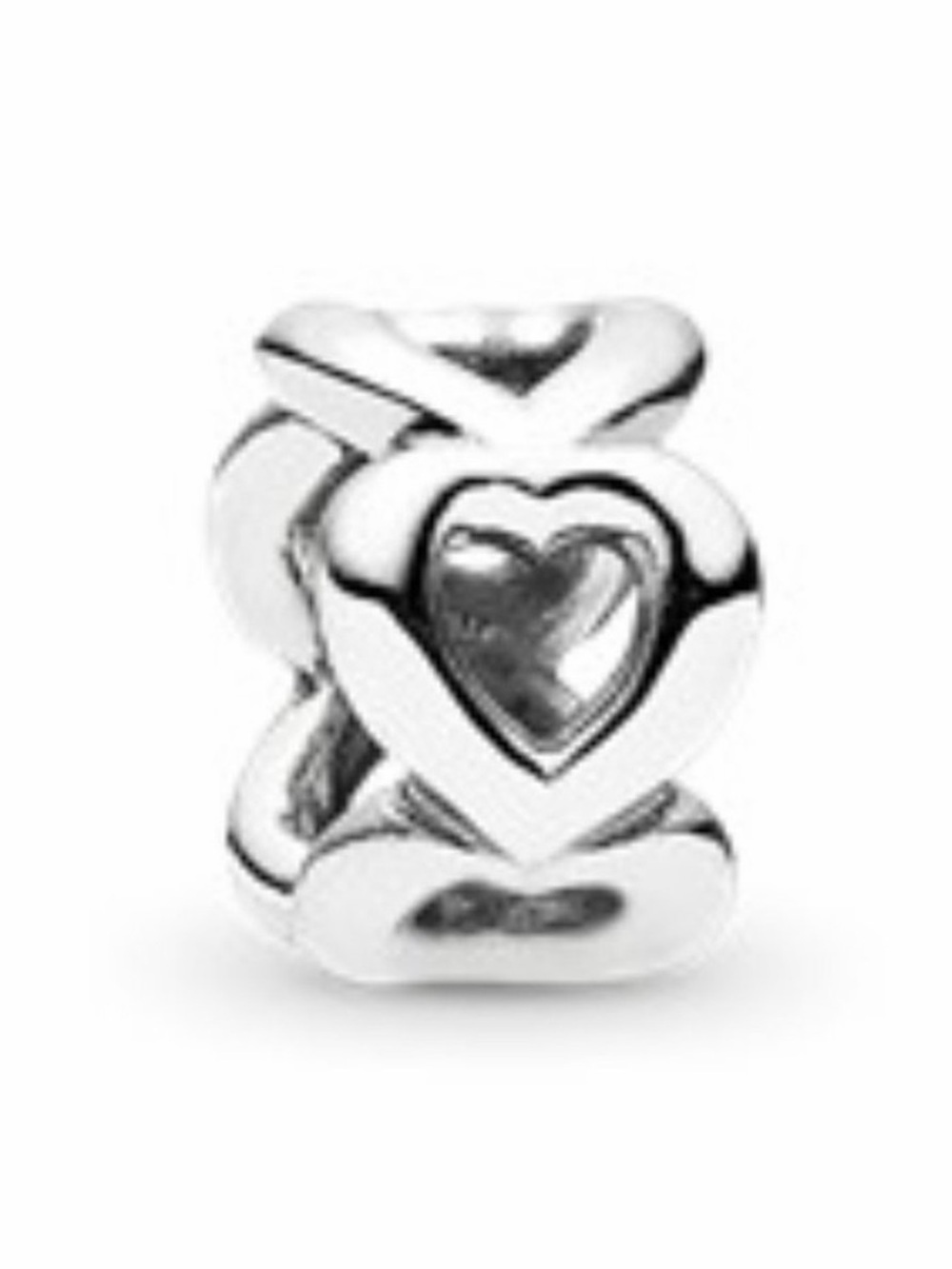 EUC Pandora Sterling Silver Open Heart Spacer Charm Bracelet Romantic Retired
